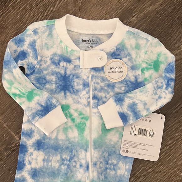 NWT Burt’s Bees Baby 100% Organic Cotton Tie Dye Pajamas - Size 3-6M - Picture 2 of 7